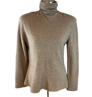 Vintage Oscar De La Renta Womens Turtleneck Sweater 12 Taupe Brown Cashmere