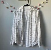 New York & Company White Stripe Button Down Blouse