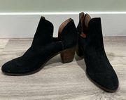 Lucky Brand Black Suede Leather Booties D’Orsay Block Heel Ankle Boots Size 8.5