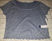 𝅺NWT Jrs Arizona Jean Co Size XL Lettuce Edge blue Floral Crop Top