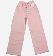 BOYISH The Charley Pink Panther High Rise Wide Leg Raw Hemline Jeans Sz 26, NWT