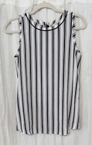 White And Black Striped Shell Tank Top