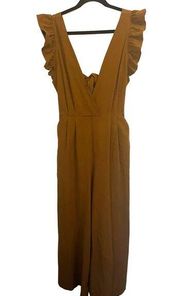 Happy X Nature Kate Hudson Wide Leg Jumpsuit Mustard Yellow Tie Open Back sz. 12