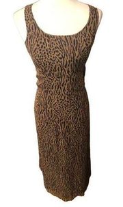 Robbie Bee pure silk fully lined animal print sheath sleeveless maxi dress size