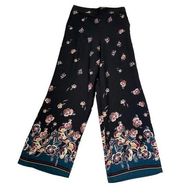 Maurices Women Size Small Black Floral Pants Comfy Wide Leg 28-195