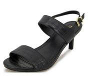 Kenneth Cole Reaction Sandals 5.5 Faux Leather Black Open Toe Slingback Heels