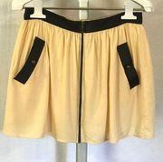 Tan Front Zipper Skirt w/ Pockets