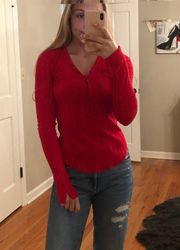 Free People We The Free Red Button Long Sleeve Thermal