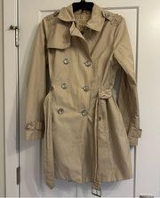 Michael Kors Trench Coat Beige Size Small Belted and Double Breasted