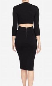 Rachel Roy Black Long Sleeve Open Back  Knit Ribbed Long Sleeve Sheath Dress S