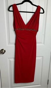 Vintage 90s y2k David Meister embellished V neck party dress size 4 prom