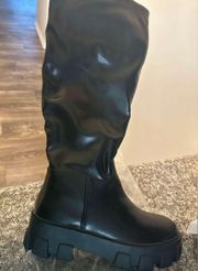 Platform Black Leather Boots