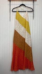 SkyLar Rose Color Block Strappy Midi Swing Dress V-Neck Size S