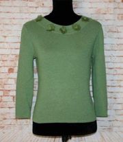 Larry Levine Lone Sleeve Green Flower Top Size S