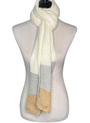 Style & Co. Colorblock Knit Scarf Ivory Tan Gray