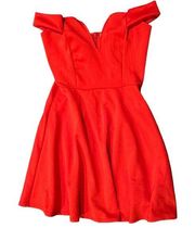 off the shoulder red/coral dress
