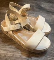 White Leather Platform Sandals