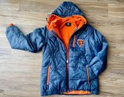 Pro Line Women's Chicago Bears Navy and Orange Puffer Winter Jacket, Small