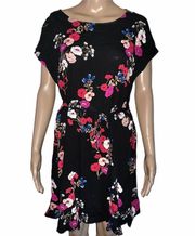 Popsugar floral short sleeve waist tie dress