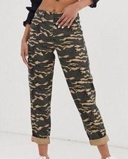 ASOS DESIGN Camo Combat Ankle Pants Mid Rise Womens Size 14 Slim Fit Pockets