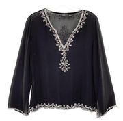 Saks Fifth Avenue Women’s Black Silk Sequin Blouse