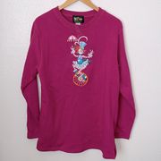 Bob Mackie wearable art clown embroidered graphic sweater sweatshirt L