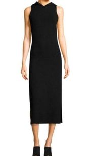 Milly Knit Hooded Midi Dress Sleeveless Bodycon Stretch Black Size S