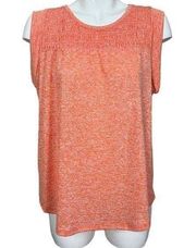 Orange Smocked Yoke  Tank Top Large