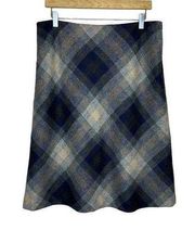 Brooks Brothers Wool Plaid Diamond Print Below Knee Length Full Skirt Size 14