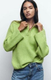 Ribbed Collar Relaxed Sweater Cardigan