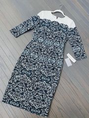 Women's Chantilly Lace Printed Crepe Sheath Dress