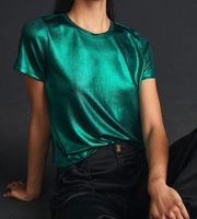 Anthropologie Porridge Shine Glam Tee Dark Green