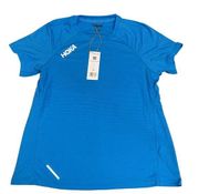 Hoka ONE ONE Glide Short Sleeve Lightweight Tee Ibiza Blue Womens Small NWT