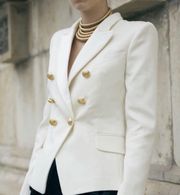 x H&M Cream Blazer with Gold Buttons - 2