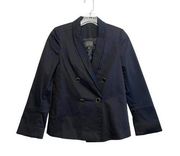 AYR Double Breasted Black Blazer‎ Jacket Women's Size 0 Button Up Cotton Knit