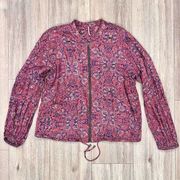 Free People Women's Multicolor Paisley Balloon Sleeve Bomber Jacket Size L/G