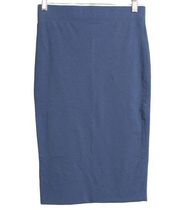 Peruvian Connection Womens Pencil Skirt Blue Knee Length Stretch Cotton Blend S