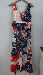 Tracy Reese 100% Silk Maxi Aloha Tropical Hawaiian Printed Dress Small