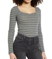 PROJECT SOCIAL T PST Womens Striped Kimora Sweetheart Knit Top Blouse