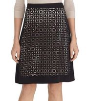 Catherine Malandrino A-line Skirt Laser Cutout design Black Size 6 NWT