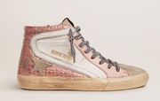 Golden Goose Slide Sneakers Pink Crocodile Print (sold out)