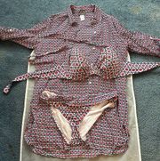 Tommy Bahama 3 piece 38D top Xl bottom XL cover up euc $225