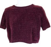 Bear Dance Chenille Cropped Short Sleeve Sweater S