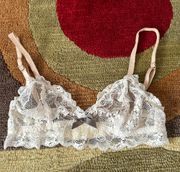 Like-New Eberjey Cream and Nude Lace Bralette with Bow Un-lined Un-Padded Small