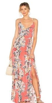 Free People Through The Vine Printed Maxi Dress Medium in Coral Combo Floral