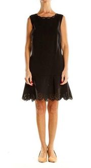 Loft Black Eyelet Sleeveless Fit and Flare “Little black dress” size 4 Cocktail