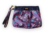Travelon Navy Floral Double Strap Wristlet Large Clutch Travel RFID Vacay Beach
