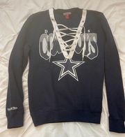 Custom Mitchell & Ness Dallas Cowboys Lace Up Sweatshirt