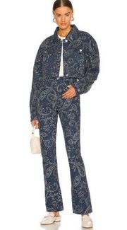 WeWoreWhat The Icon Jean in Paisley Night Sky Size 27 Mid Rise Straight Leg NEW