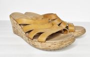 Crocs Aleigh Cork Leather Tan Wedge Sandals Size 10 Women’s